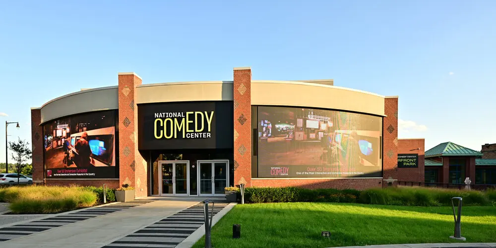 The National Comedy Center in Jamestown, New York, which presents the Lucille Ball Comedy Festival, seen from its front walk