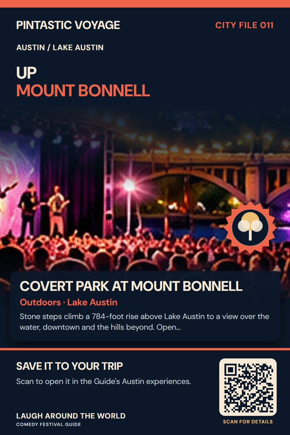 Pin: Covert Park at Mount Bonnell, outdoors in Lake Austin, Austin
