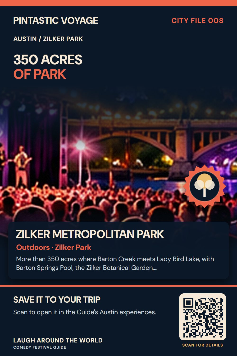 Pin: Zilker Metropolitan Park, outdoors in Zilker Park, Austin