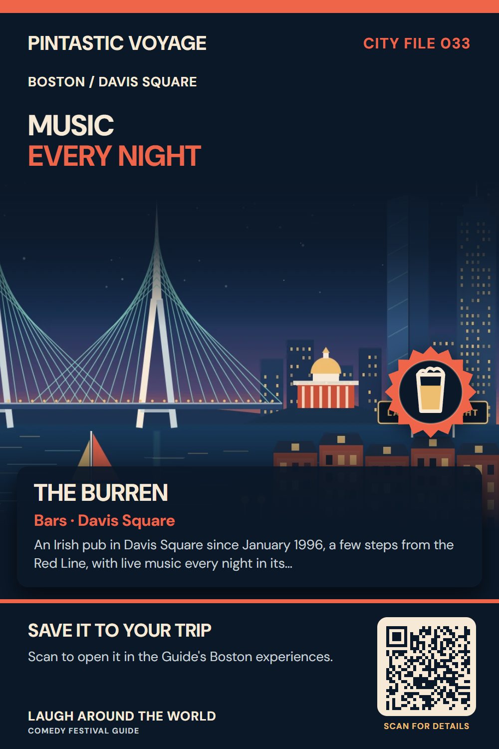 Pin: The Burren, bars in Davis Square, Boston