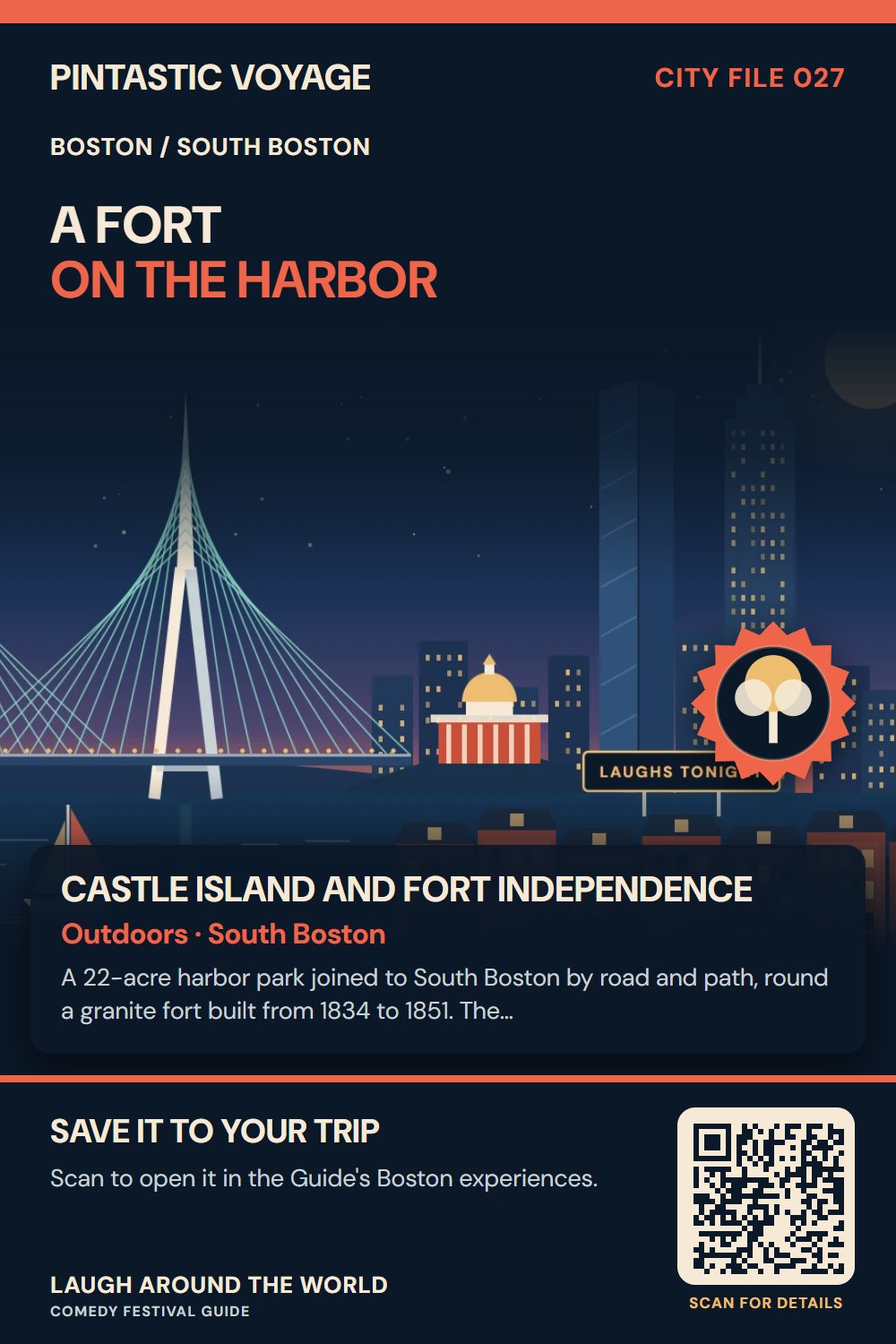 Pin: Castle Island and Fort Independence, outdoors in South Boston, Boston