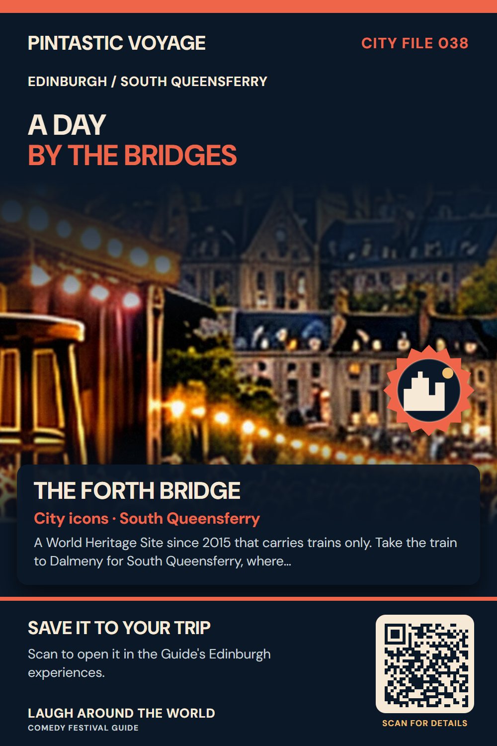 Pin: The Forth Bridge, city icons in South Queensferry, Edinburgh