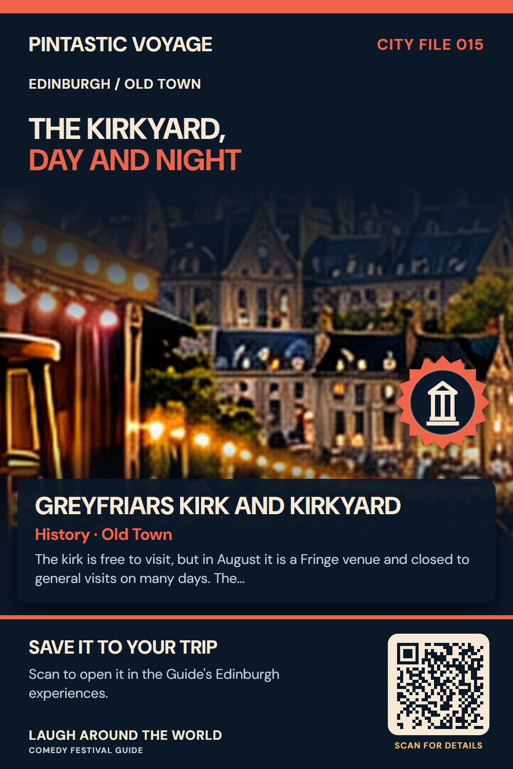 Pin: Greyfriars Kirk and Kirkyard, history in Old Town, Edinburgh