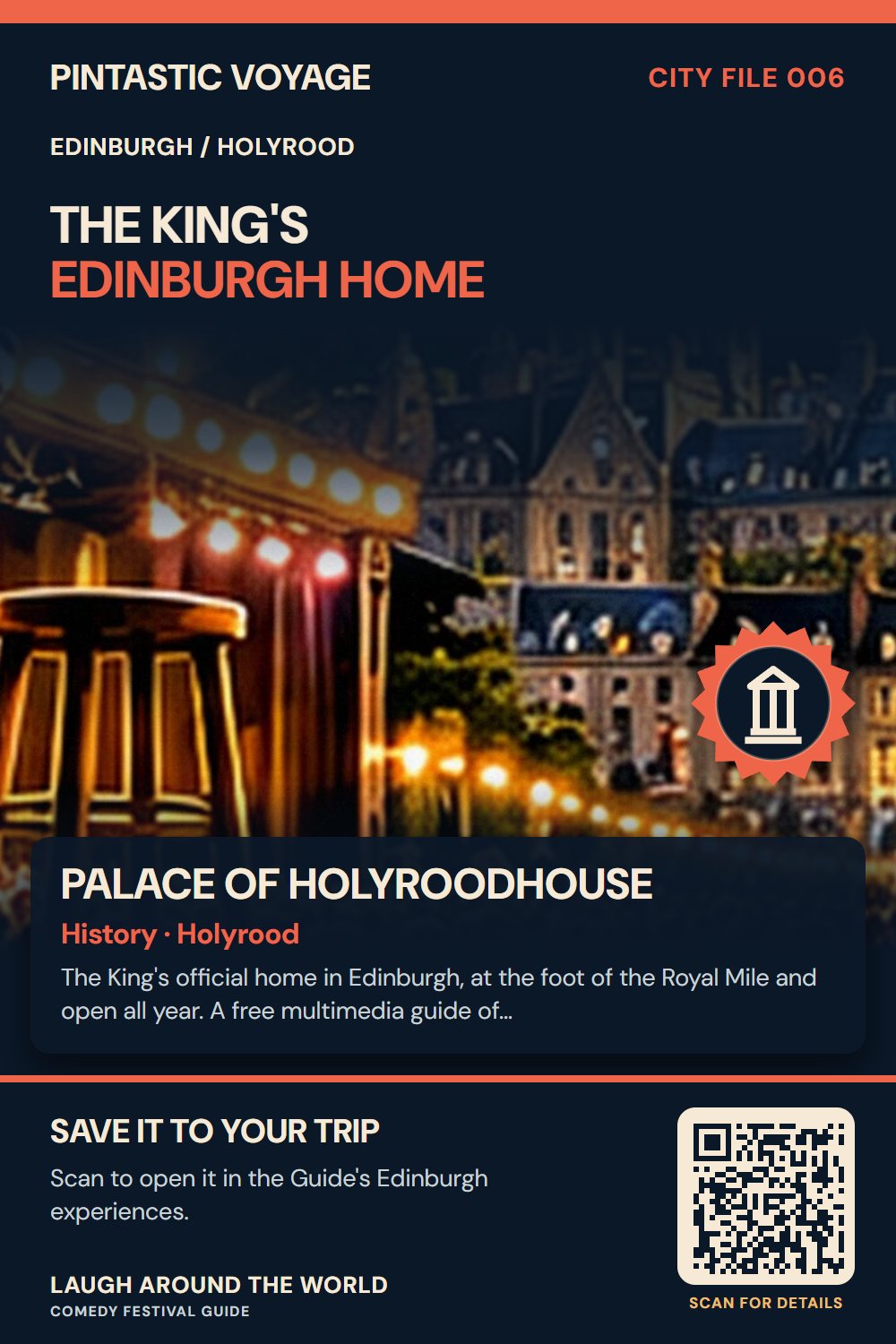 Pin: Palace of Holyroodhouse, history in Holyrood, Edinburgh