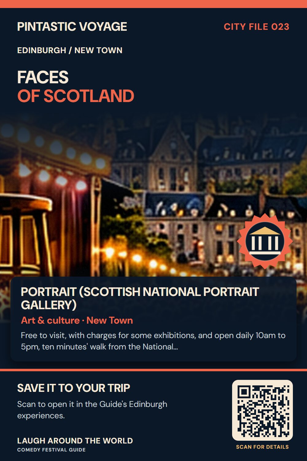 Pin: Portrait (Scottish National Portrait Gallery), art & culture in New Town, Edinburgh