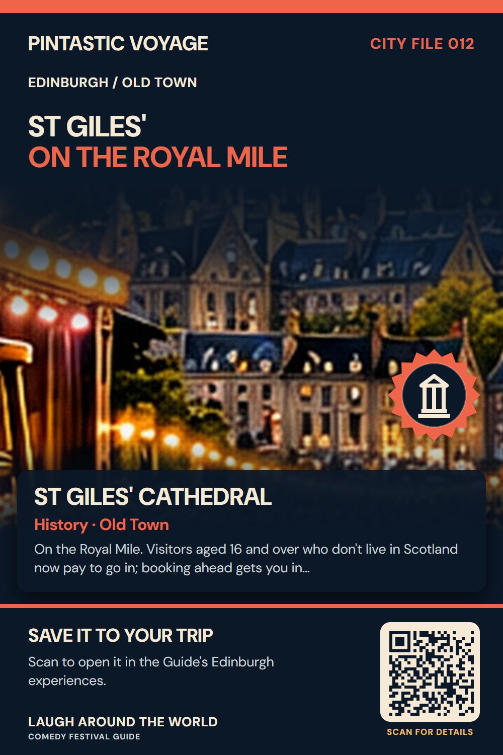 Pin: St Giles' Cathedral, history in Old Town, Edinburgh