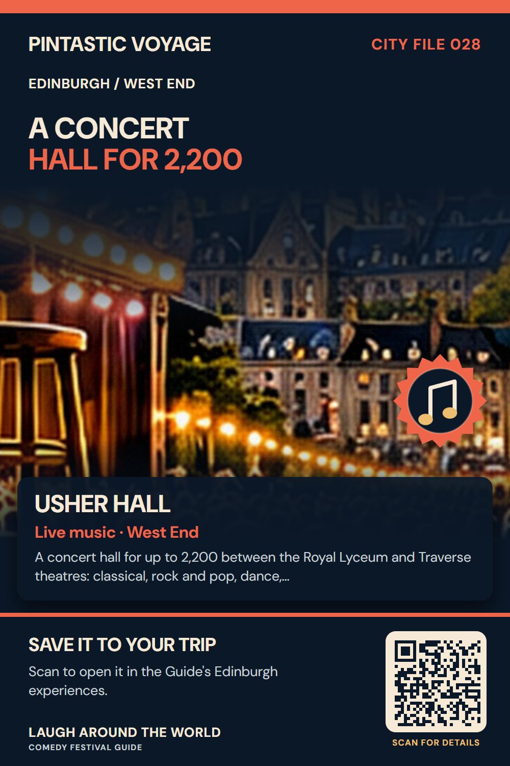 Pin: Usher Hall, live music in West End, Edinburgh