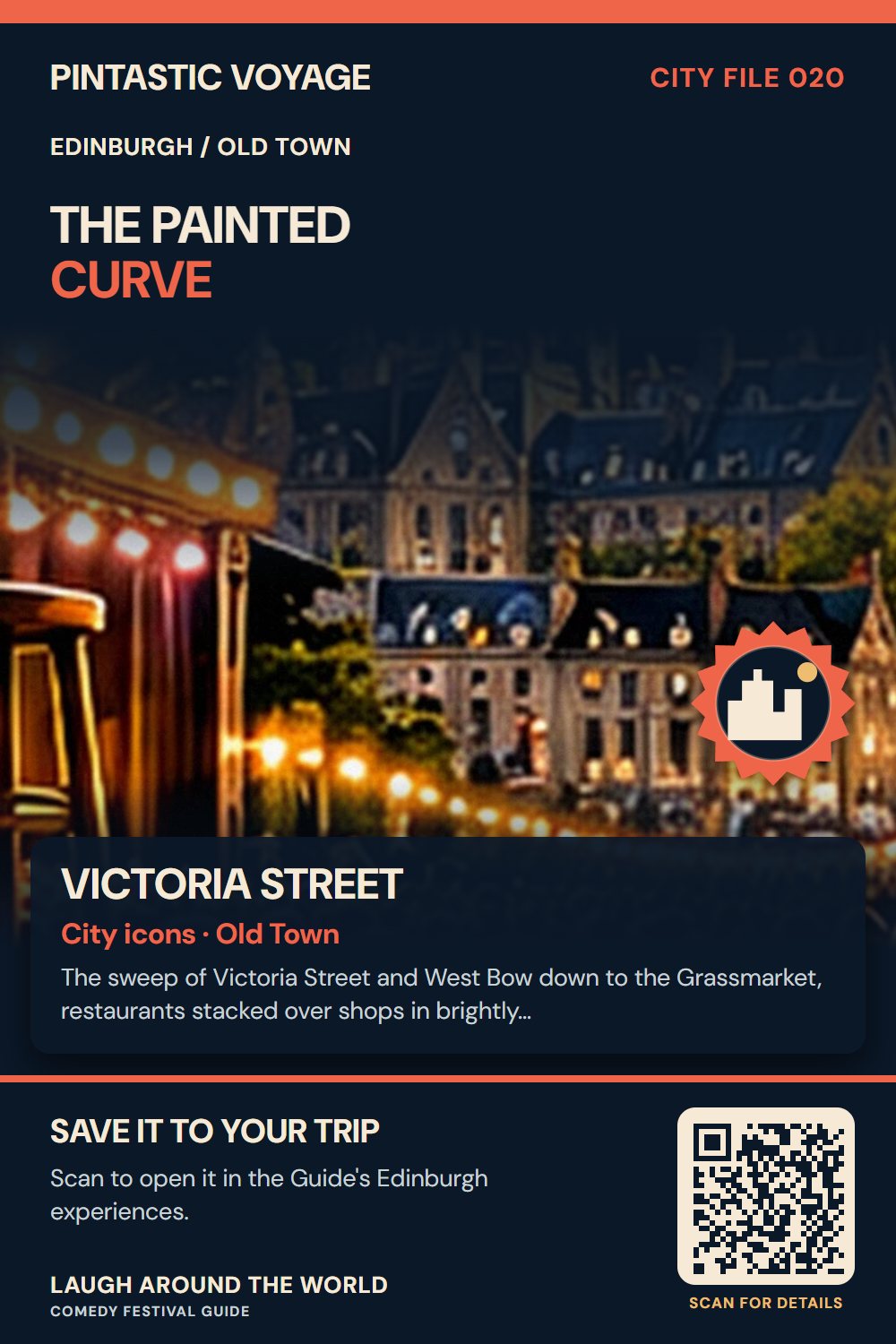Pin: Victoria Street, city icons in Old Town, Edinburgh