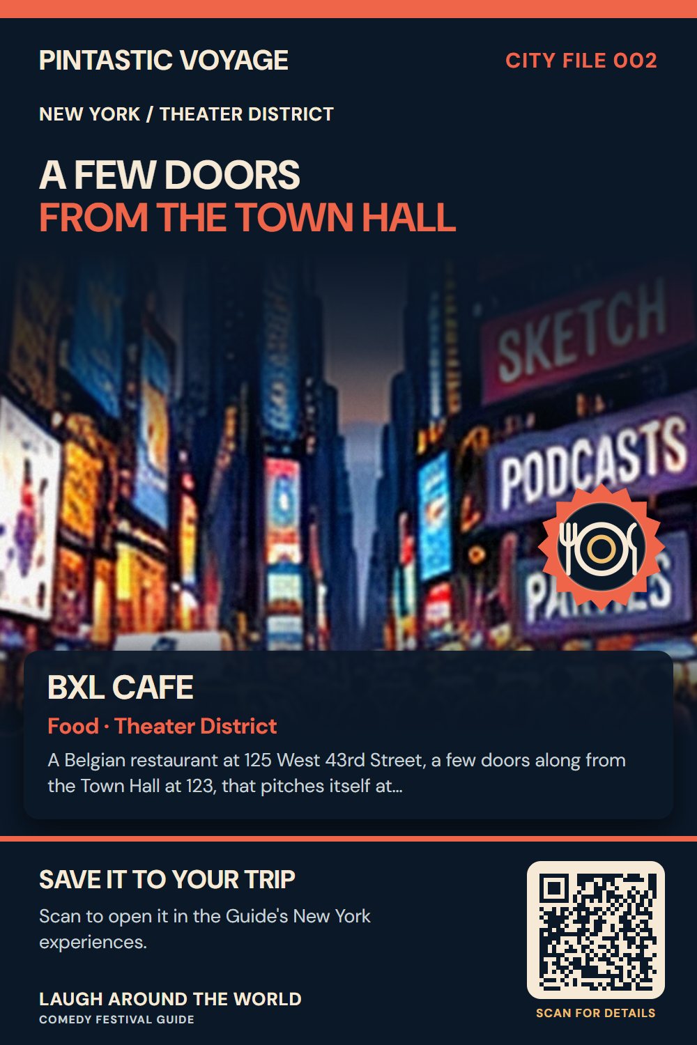 Pin: BXL Cafe, food in Theater District, New York
