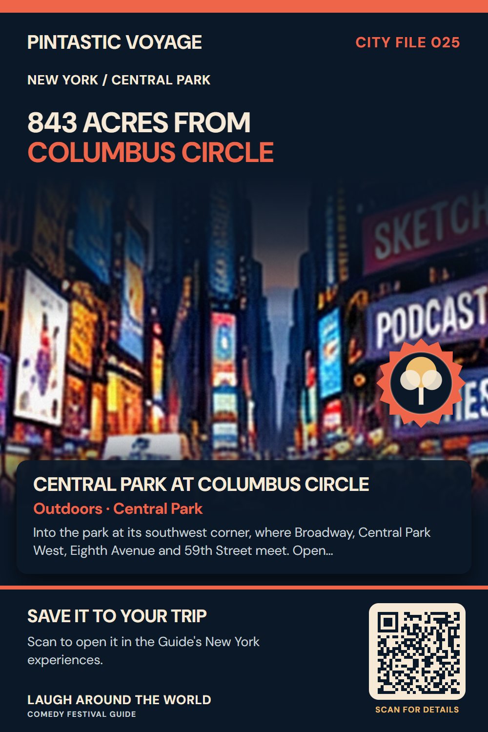 Pin: Central Park at Columbus Circle, outdoors in Central Park, New York