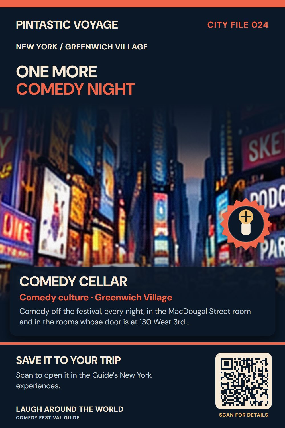 Pin: Comedy Cellar, comedy culture in Greenwich Village, New York