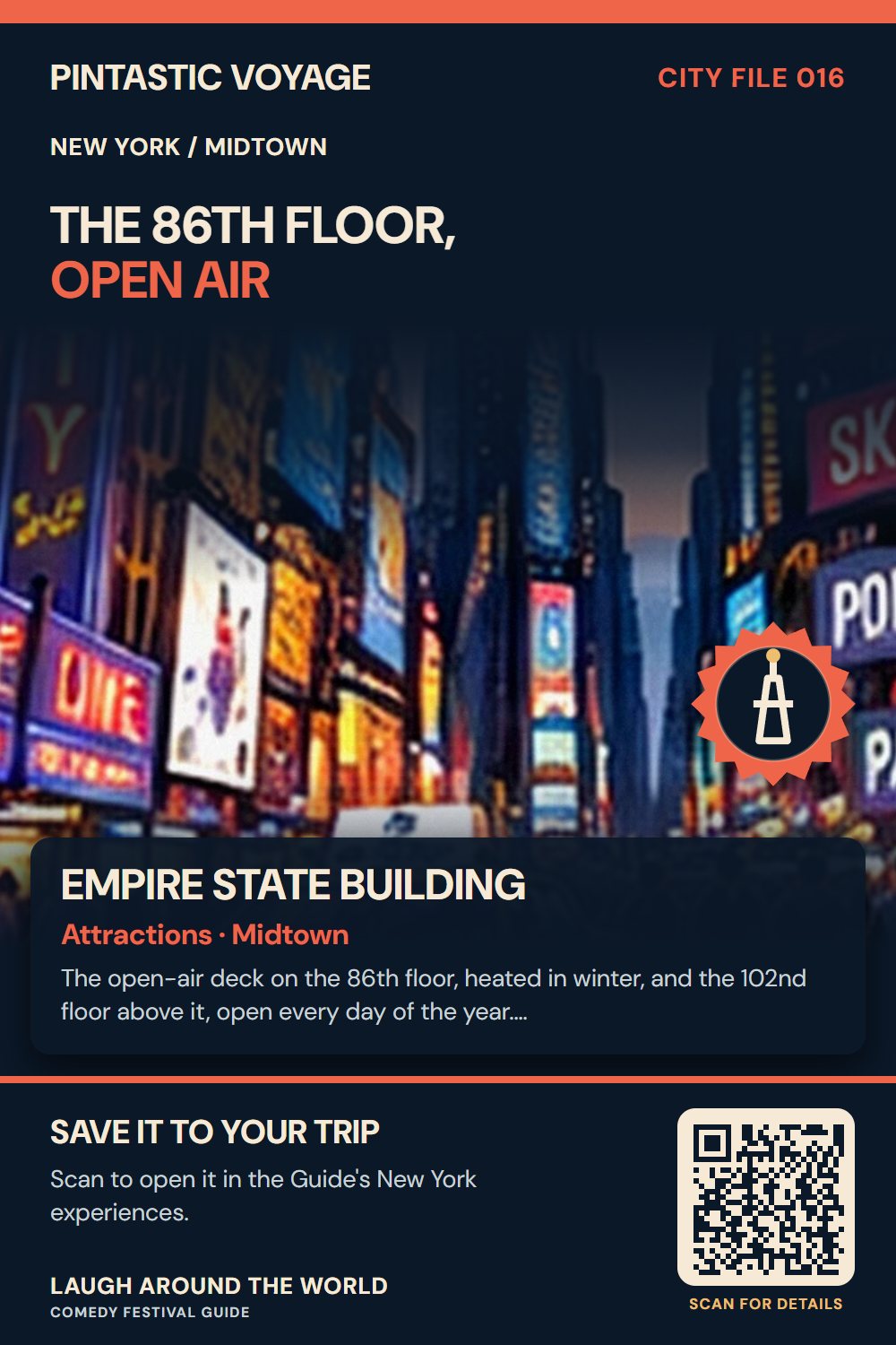 Pin: Empire State Building, attractions in Midtown, New York