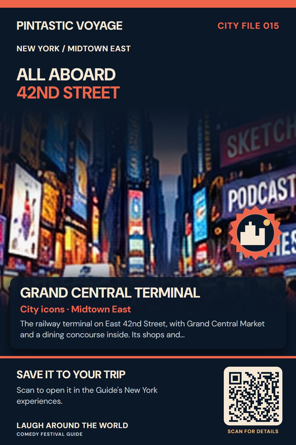 Pin: Grand Central Terminal, city icons in Midtown East, New York