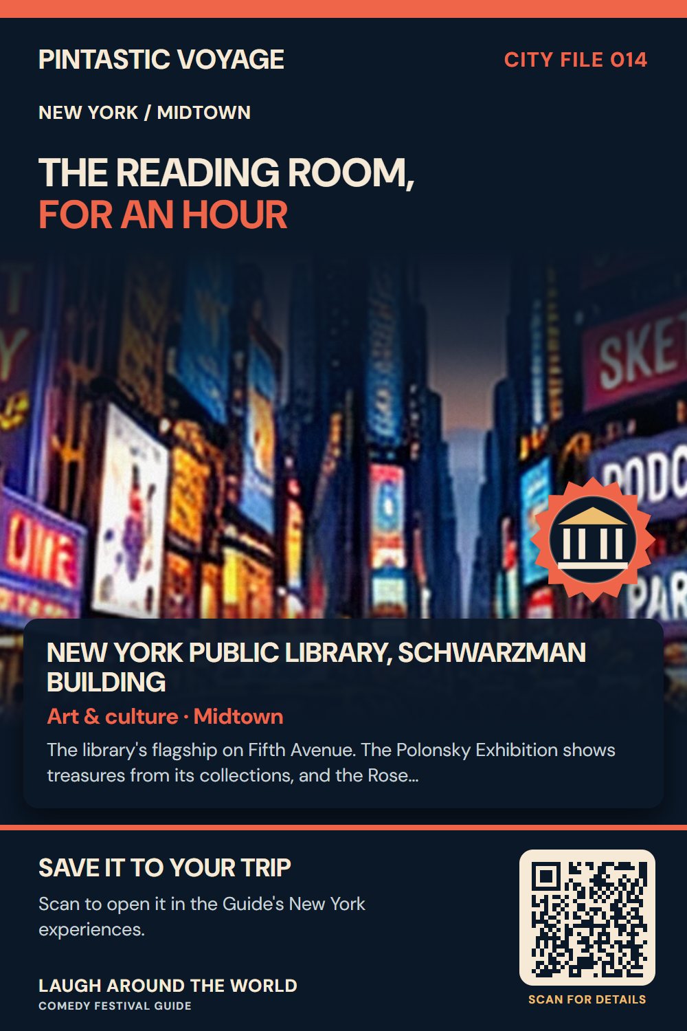 Pin: New York Public Library, Schwarzman Building, art & culture in Midtown, New York