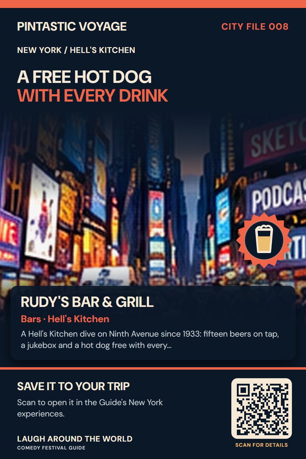 Pin: Rudy's Bar & Grill, bars in Hell's Kitchen, New York