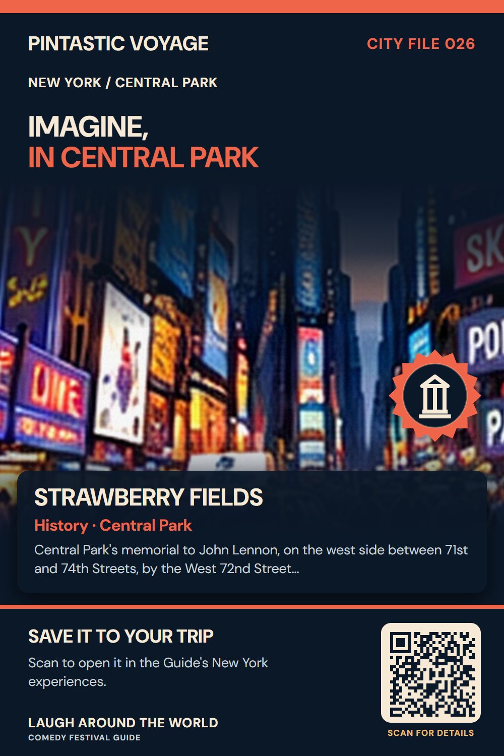Pin: Strawberry Fields, history in Central Park, New York
