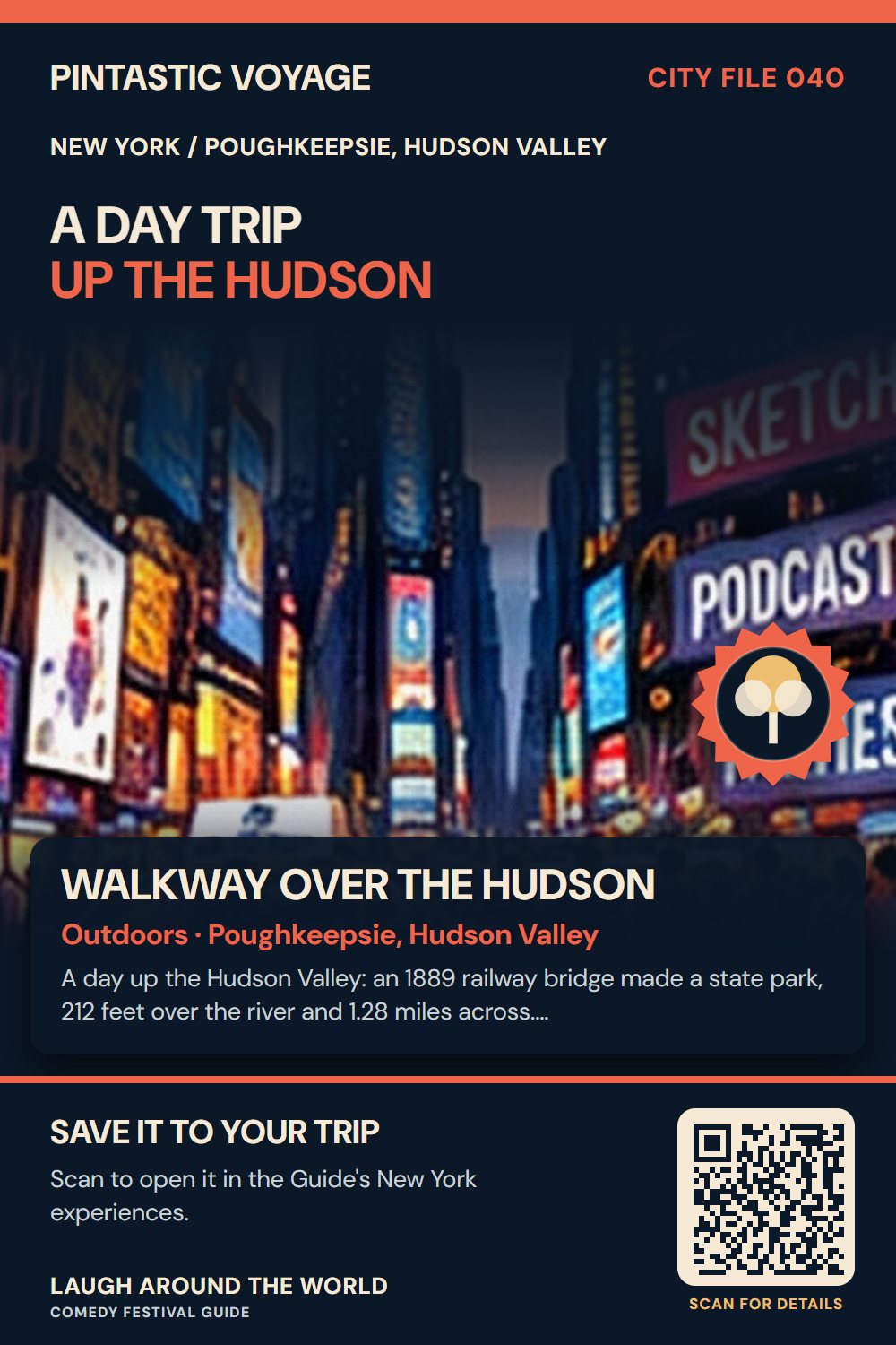 Pin: Walkway Over the Hudson, outdoors in Poughkeepsie, Hudson Valley, New York