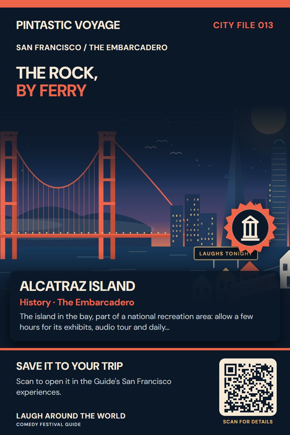 Pin: Alcatraz Island, history in The Embarcadero, San Francisco