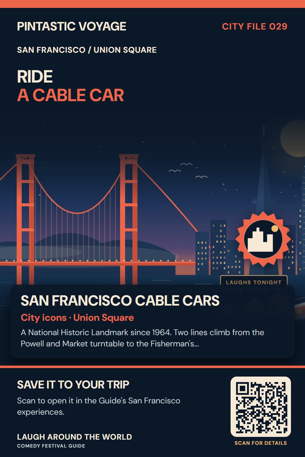 Pin: San Francisco cable cars, city icons in Union Square, San Francisco
