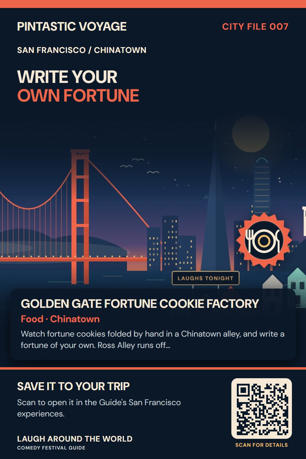 Pin: Golden Gate Fortune Cookie Factory, food in Chinatown, San Francisco