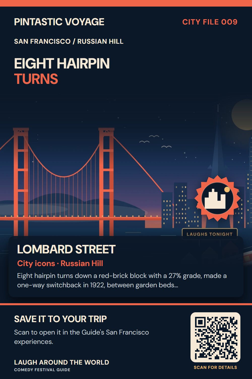 Pin: Lombard Street, city icons in Russian Hill, San Francisco
